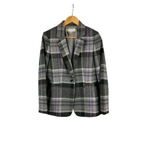 Tahari Arthur S. Levine Plaid Blazer Jacket Chic Professional Layering Piece